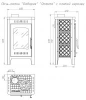 Печь-камин БАВАРИЯ "ОПТИМА" с плитой, красная РК 146